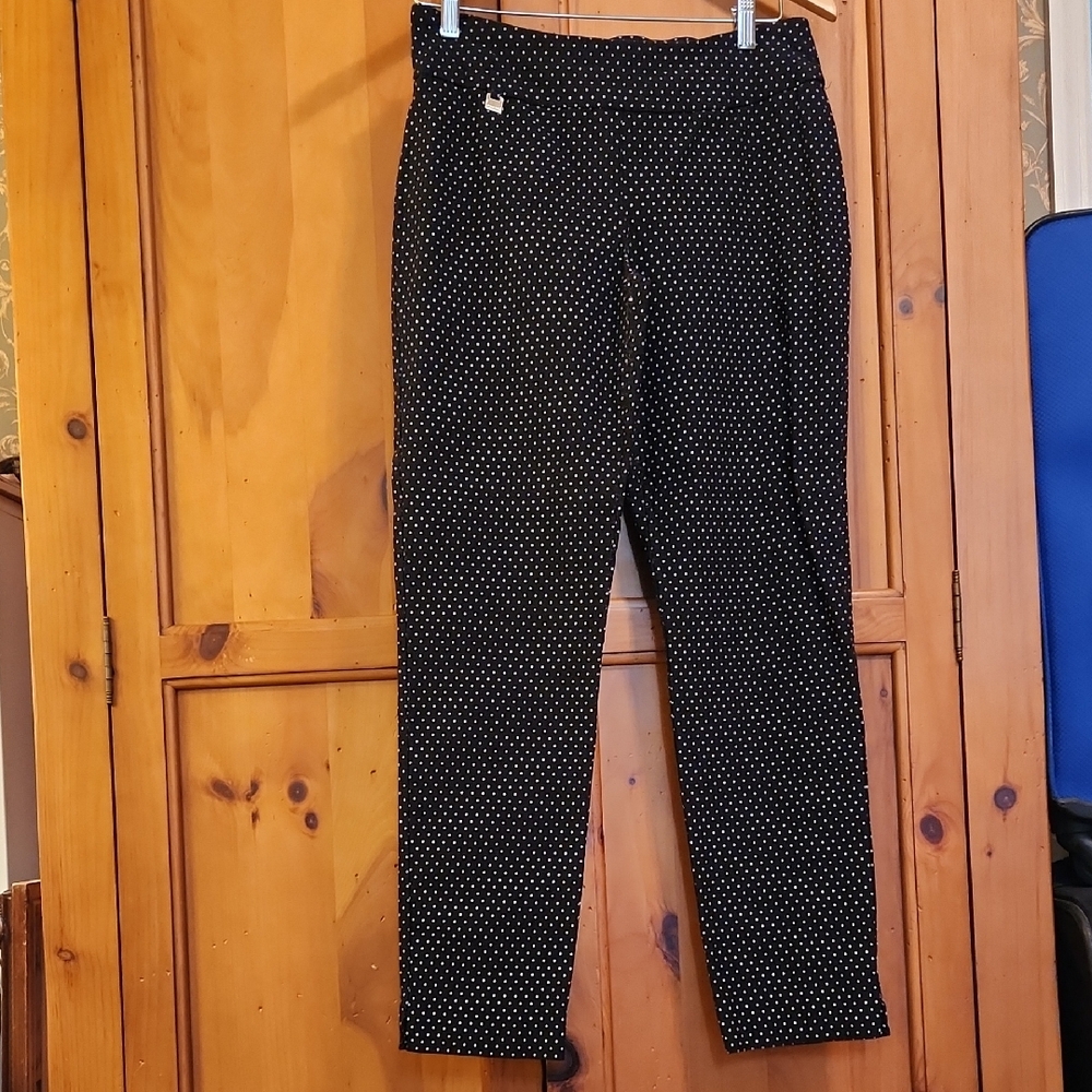 Peck & Peck Black Polka Dot Skinny Pants